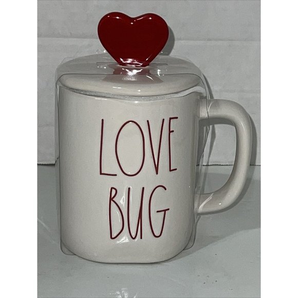 Rae Dunn Coffee Mug Love Bug Ceramic with Heart Top NEW - Picture 5 of 14